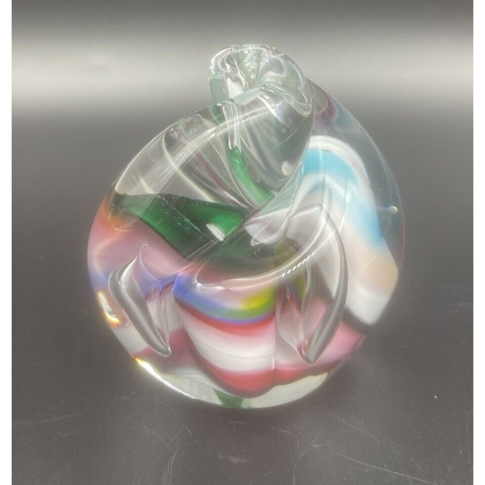 VTG Karg Multi Color Twisted Signed Paperweight 3.5” Tall 9 “ Diameter